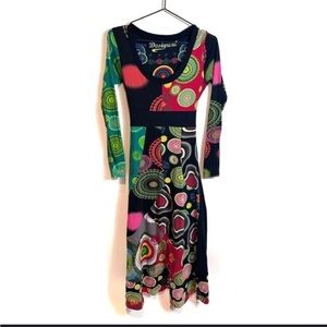 Desigual Long Sleeve Dress - Patchwork and embroidery